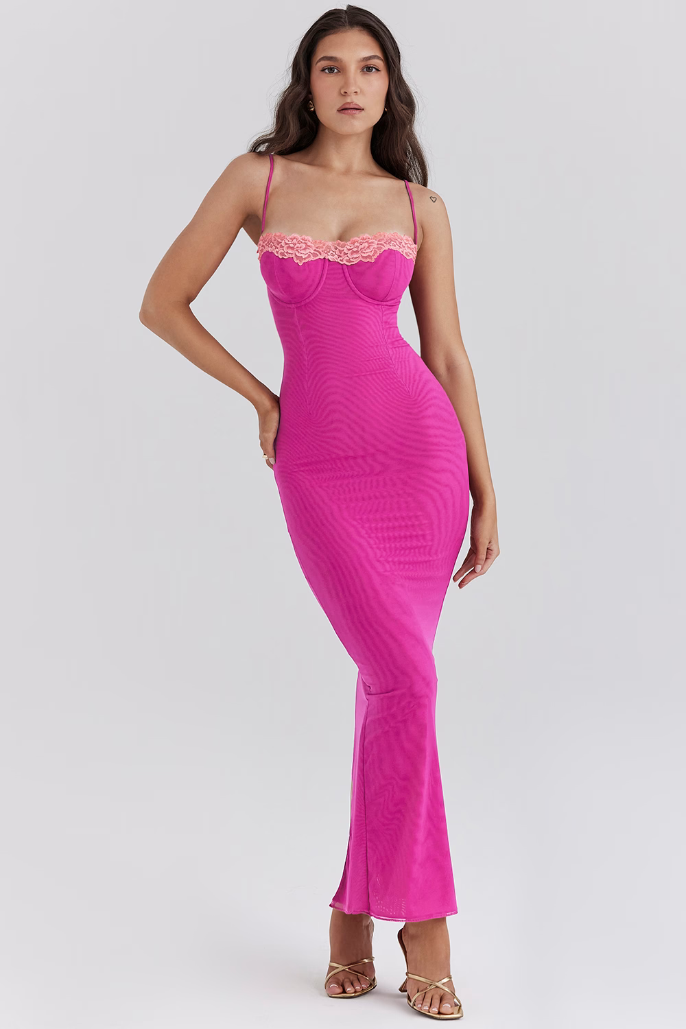 Fay | Lace Slit Maxi Dress