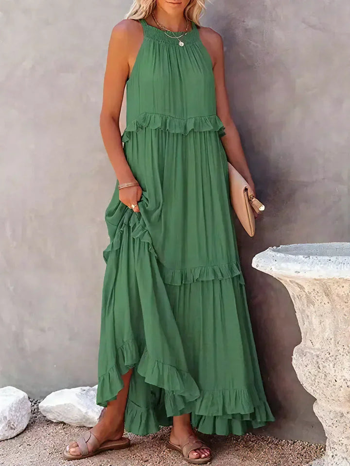 Lorena | Halterneck Dress With Ruffles and Pockets