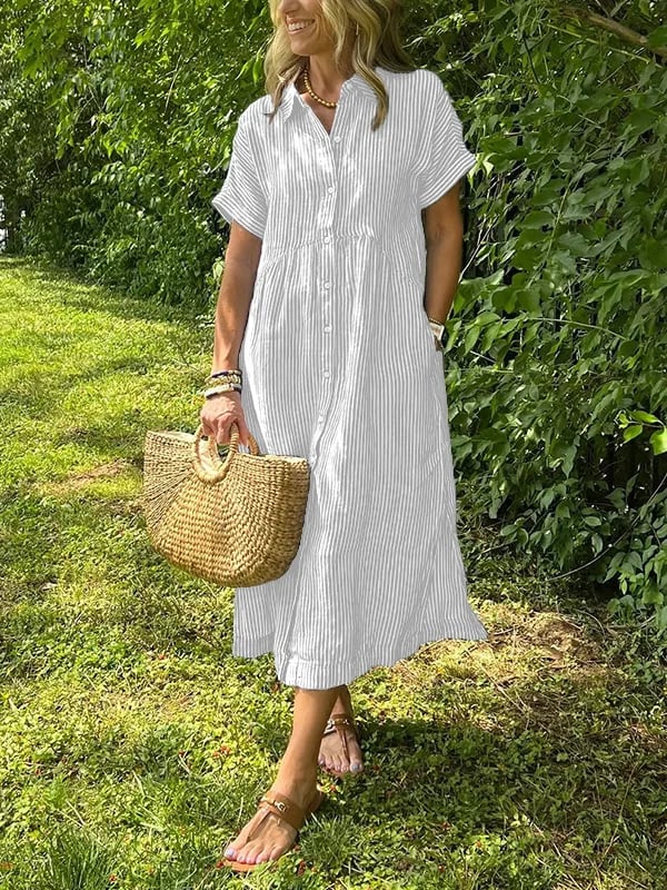 Angela | Striped Shirt Dress