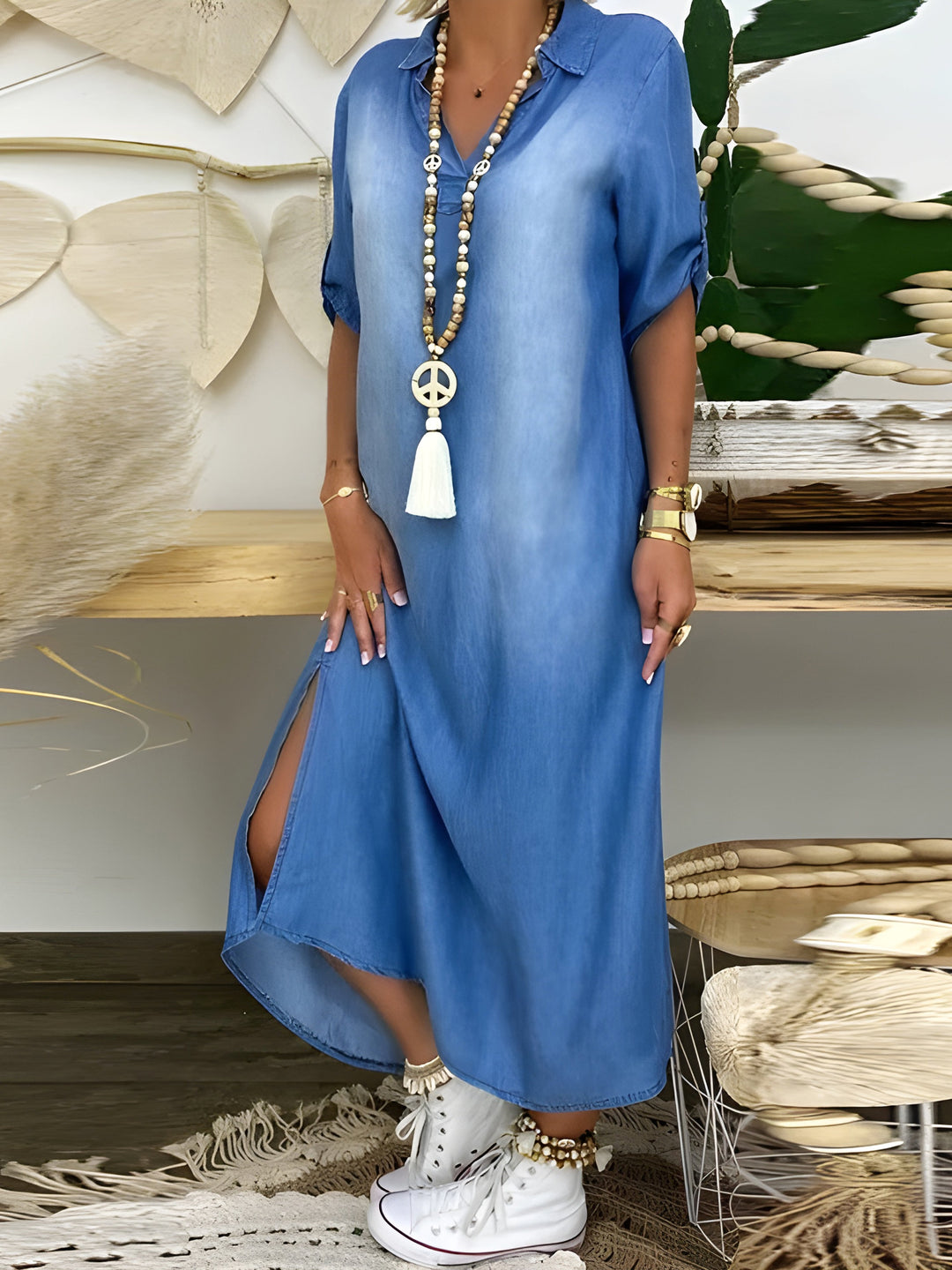 Hazel | Denim Maxi Dress