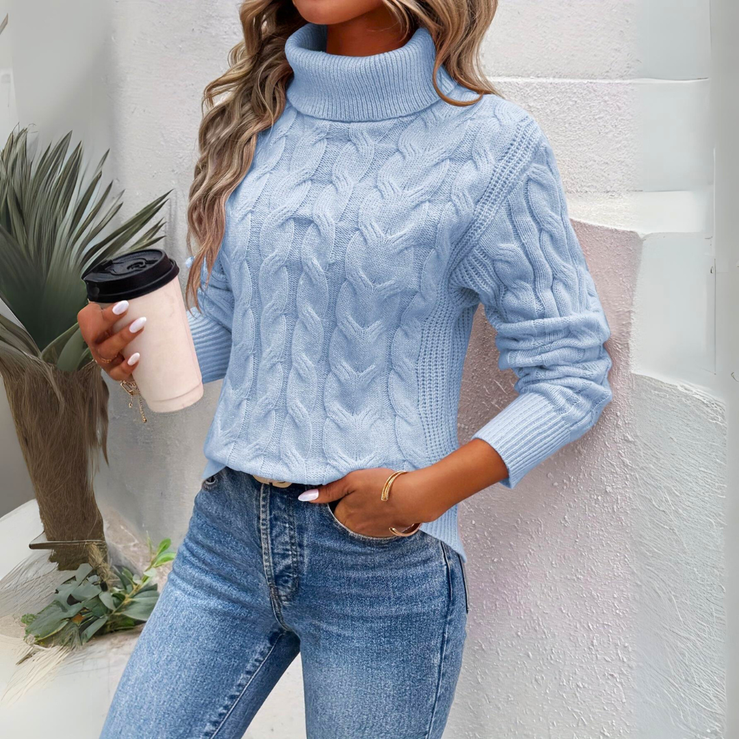 Giorgia | Cable Knit Roll Neck Jumper