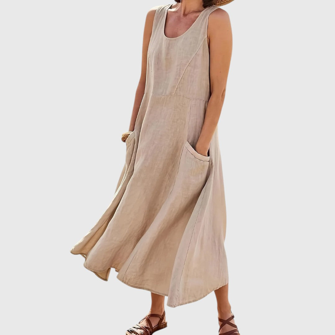 Shaun - Casual Sleeveless Dress with Pockets
