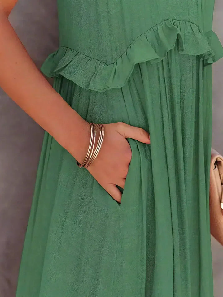 Lorena | Halterneck Dress With Ruffles and Pockets