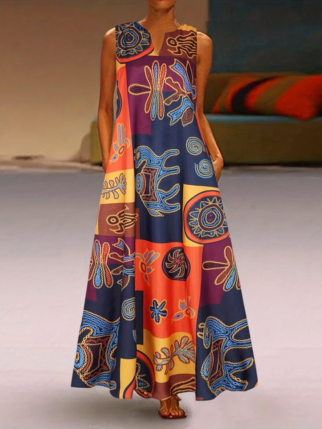 Mel - Sleeveless Patterned Summer Dress