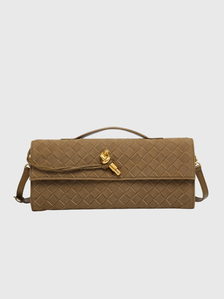 Cherry | Luxe Woven Suede Clutch