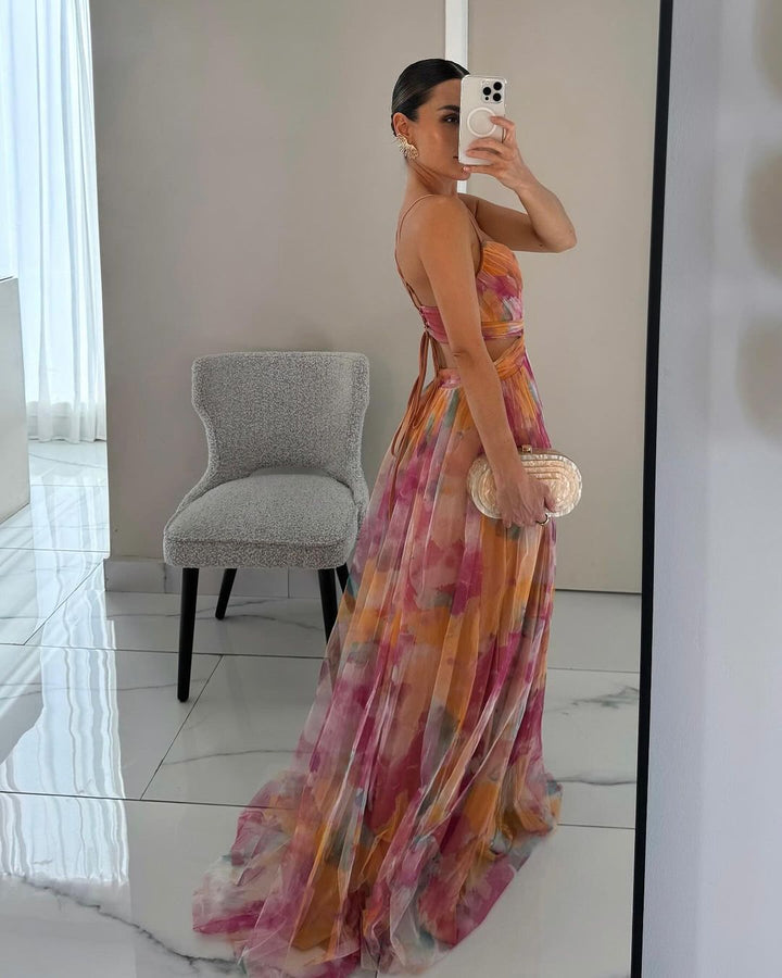 Marion - Stunning Maxi Dress For Wedding Guests With V Neckline For Women