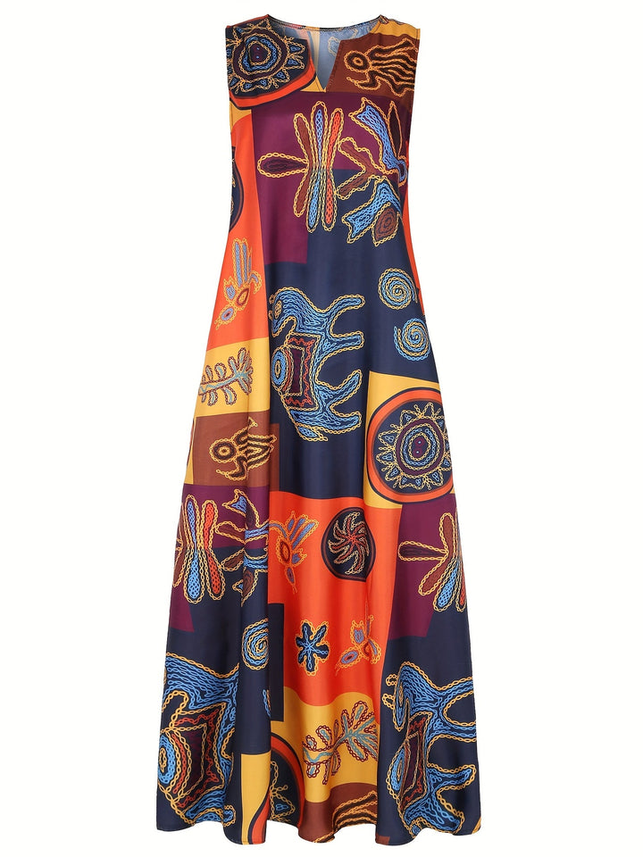 Mel - Sleeveless Patterned Summer Dress