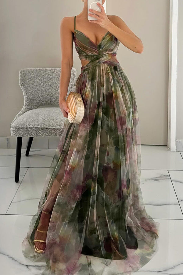 Marion - Stunning Maxi Dress For Wedding Guests With V Neckline For Women