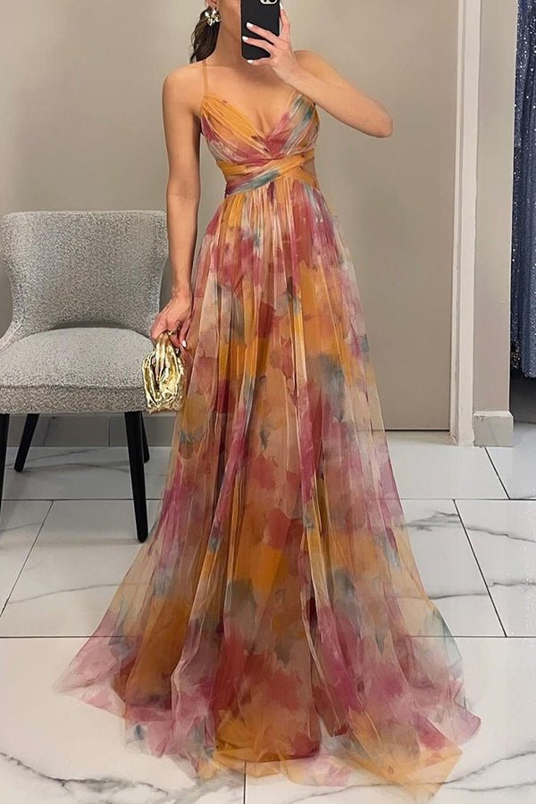 Marion - Stunning Maxi Dress For Wedding Guests With V Neckline For Women