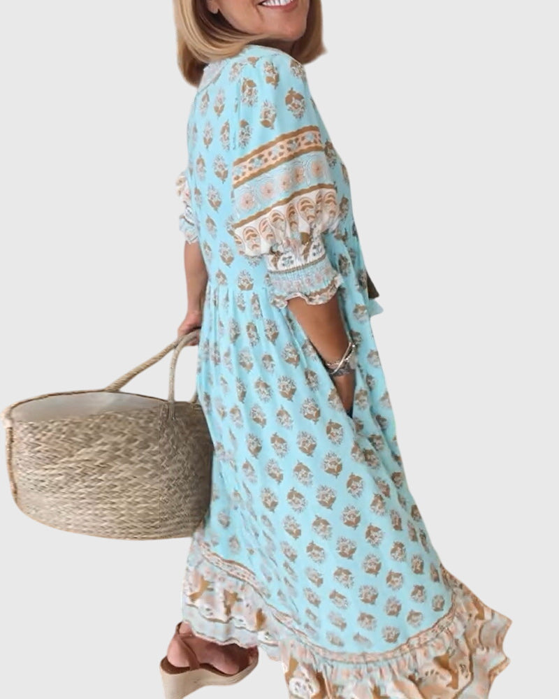 Bridget - Printed V-Neck Dress