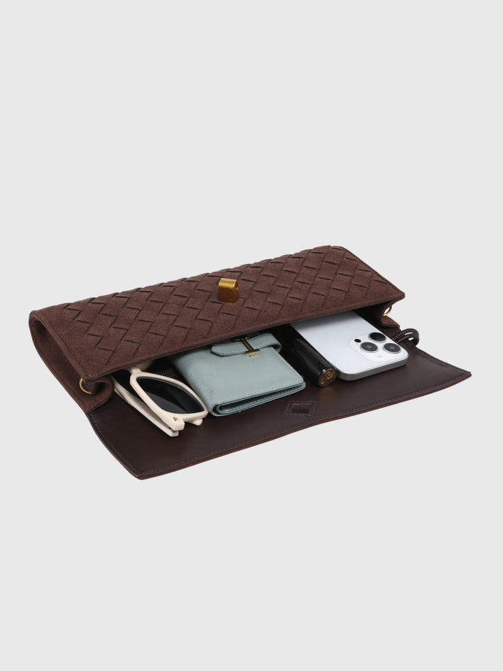 Cherry | Luxe Woven Suede Clutch