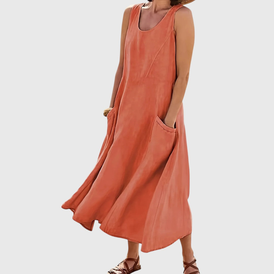 Shaun - Casual Sleeveless Dress with Pockets