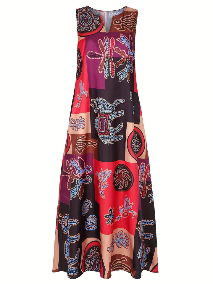 Mel - Sleeveless Patterned Summer Dress