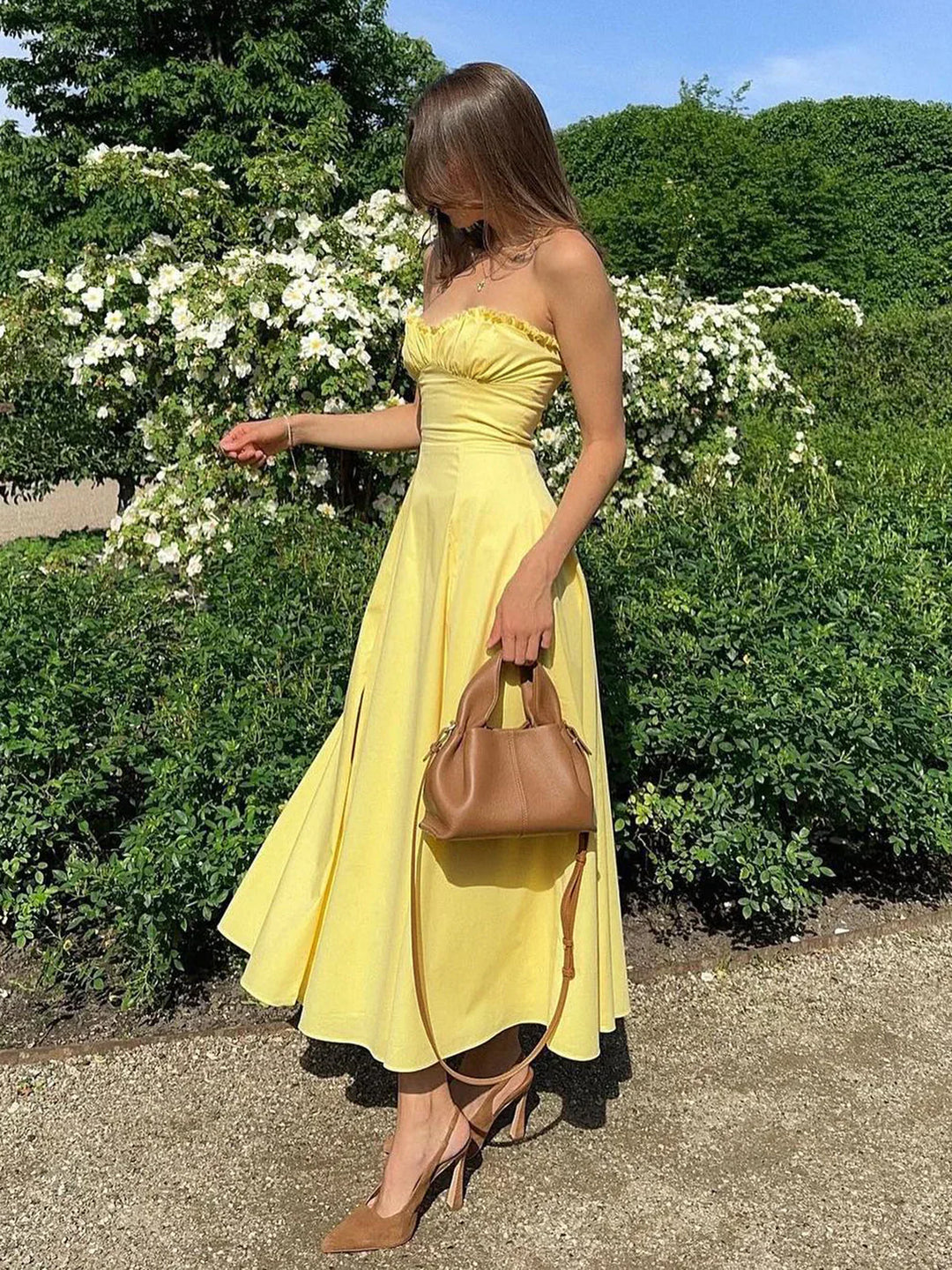Loisa | Lemon Corset Fit Midi Dress