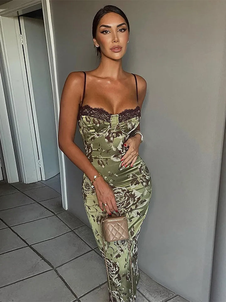 Pearl - Floral Lace Trim Bodycon Dress