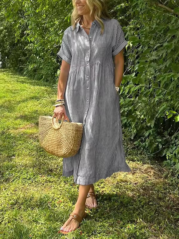 Angela | Striped Shirt Dress