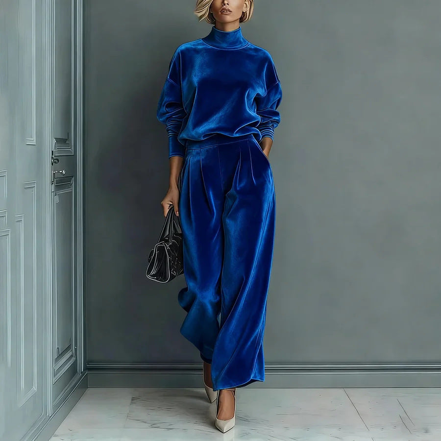 Women's leisure set: warm top & wide trousers, 2 pieces