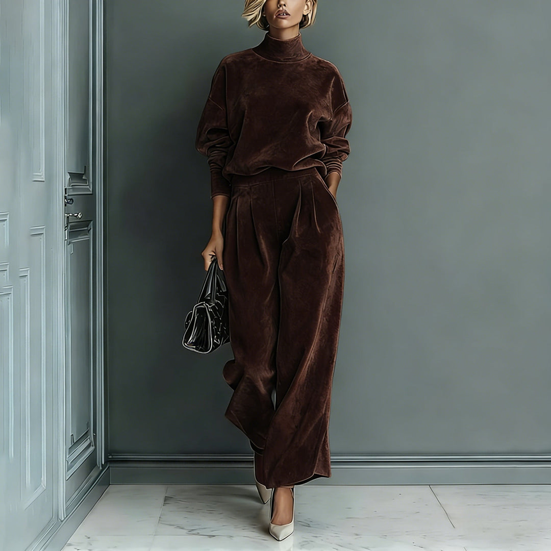 Women's leisure set: warm top & wide trousers, 2 pieces