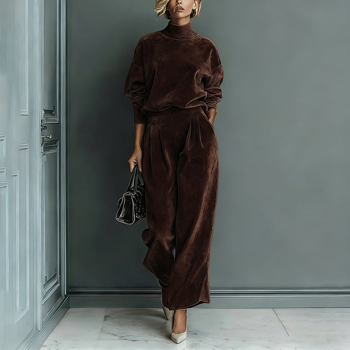 Women's leisure set: warm top & wide trousers, 2 pieces