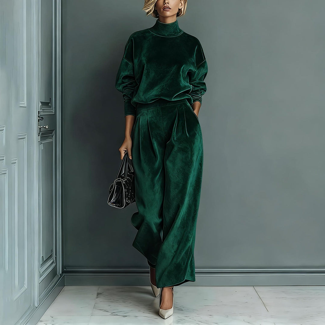 Women's leisure set: warm top & wide trousers, 2 pieces