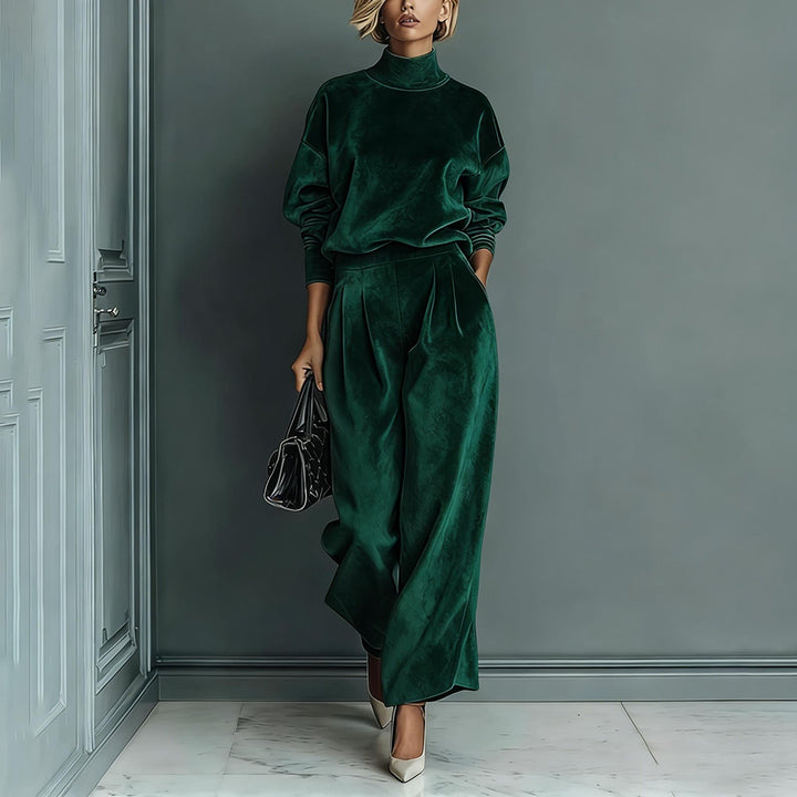 Women's leisure set: warm top & wide trousers, 2 pieces