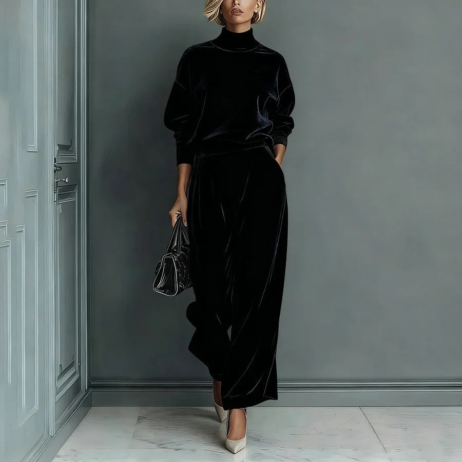 Women's leisure set: warm top & wide trousers, 2 pieces