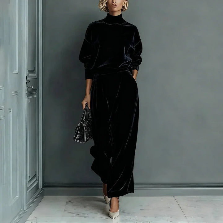 Women's leisure set: warm top & wide trousers, 2 pieces
