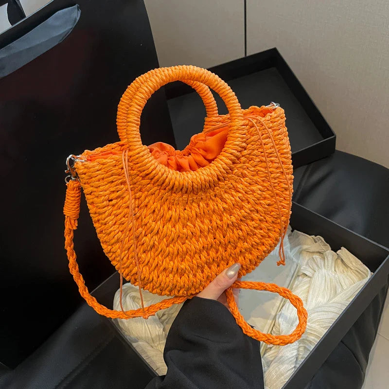 Handwoven Straw Crossbody Shoulder Bag