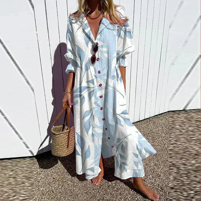 Merita - Boho Maxi Dress With V Neck For Women