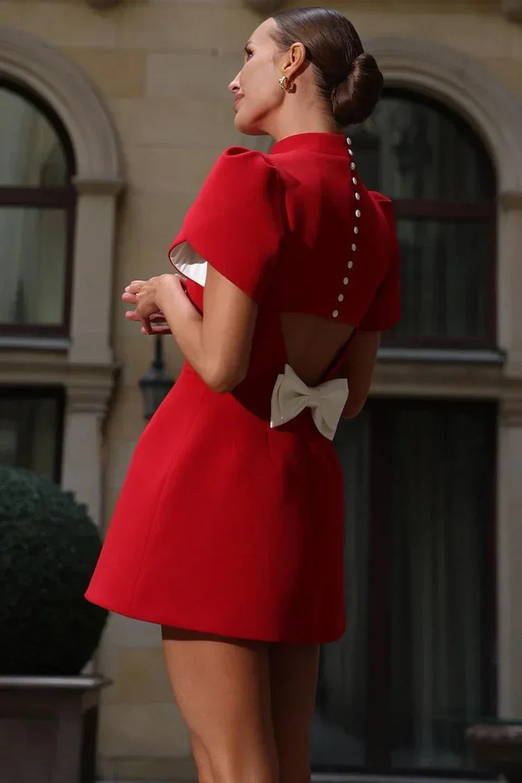 Fia | Elegant Petal Sleeves Mini Dress