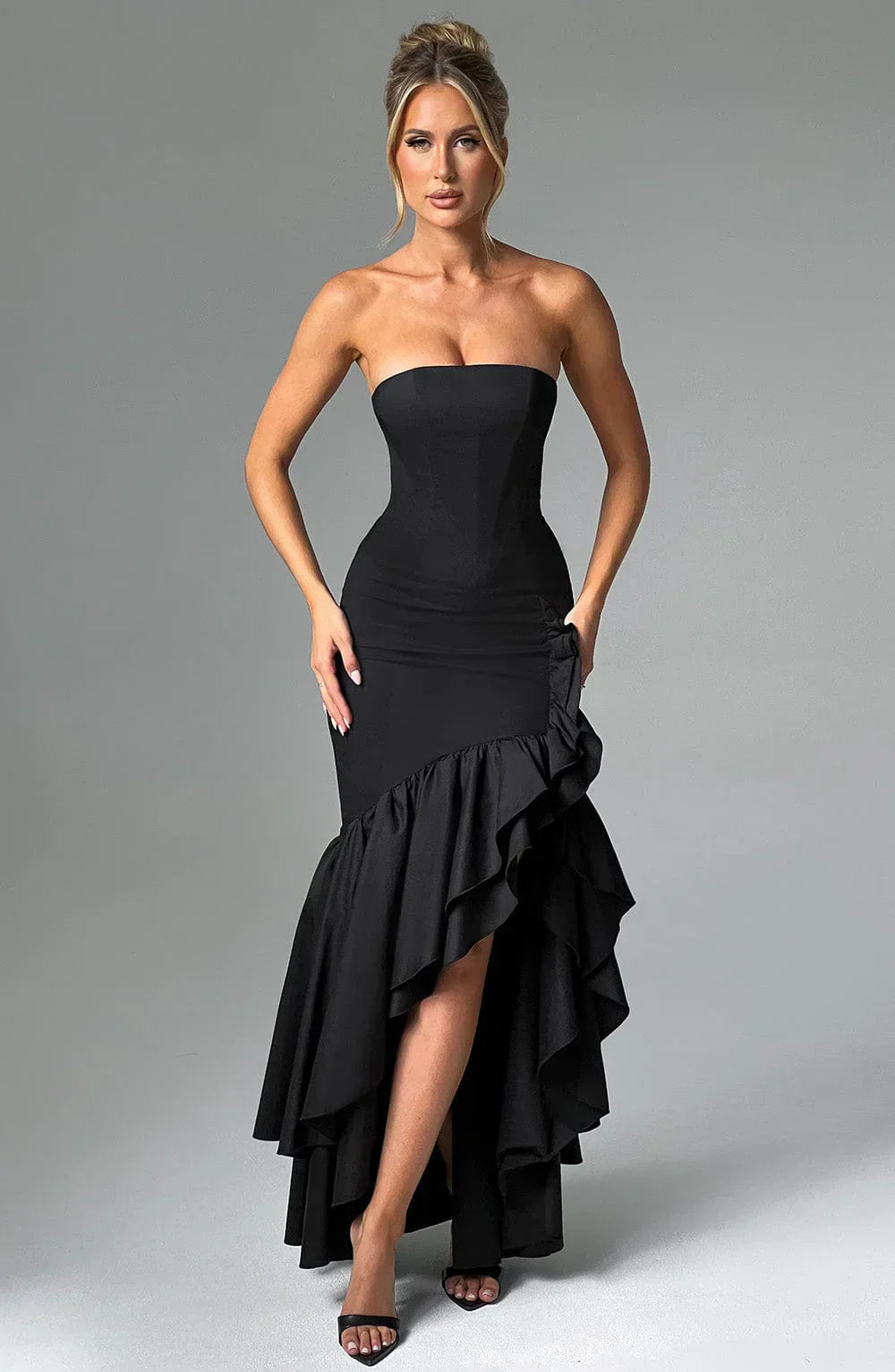 Riviera | Sleeveless Slit Ruffle Maxi Dress