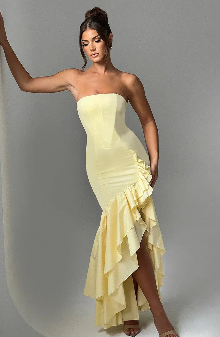Riviera | Sleeveless Slit Ruffle Maxi Dress