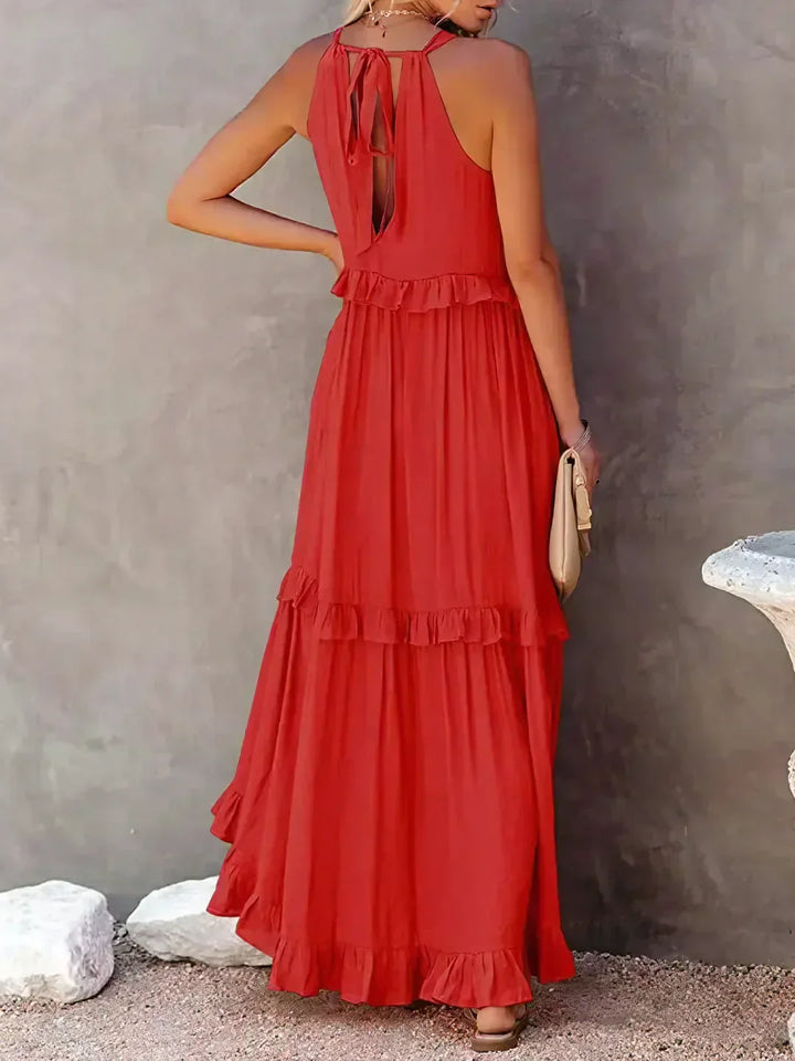 Lorena | Halterneck Dress With Ruffles and Pockets