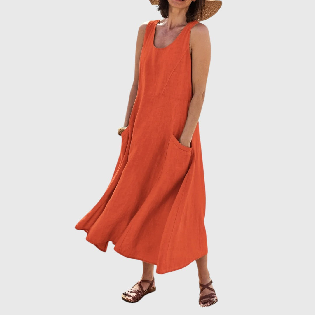Shaun - Casual Sleeveless Dress with Pockets