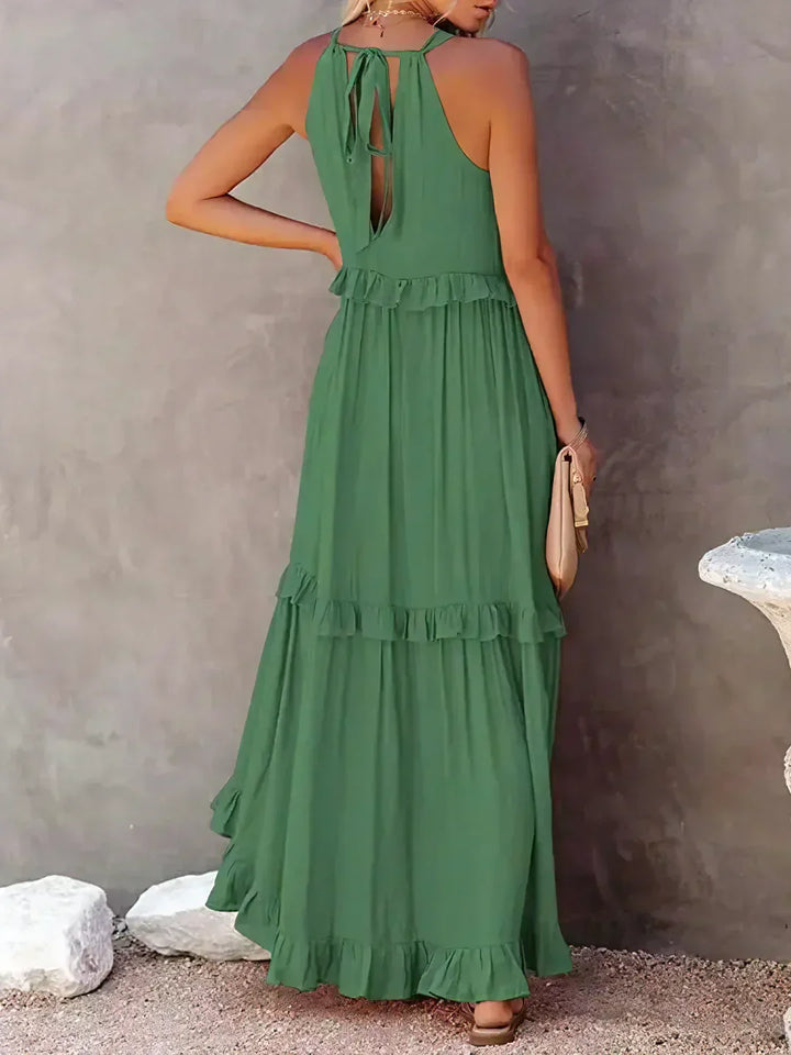 Lorena | Halterneck Dress With Ruffles and Pockets