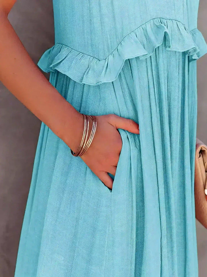 Lorena | Halterneck Dress With Ruffles and Pockets
