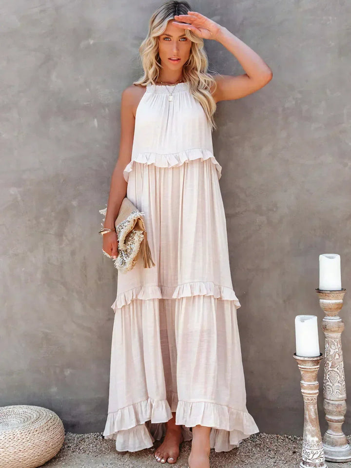 Lorena | Halterneck Dress With Ruffles and Pockets