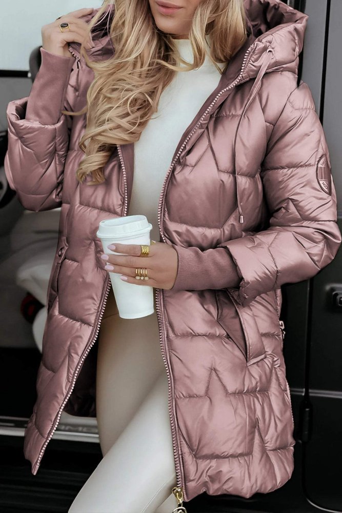 Lina | Long, warm quilted jacket with generous hood