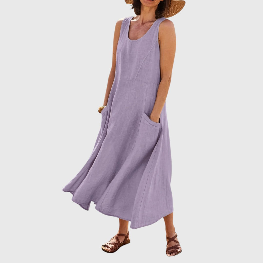 Shaun - Casual Sleeveless Dress with Pockets