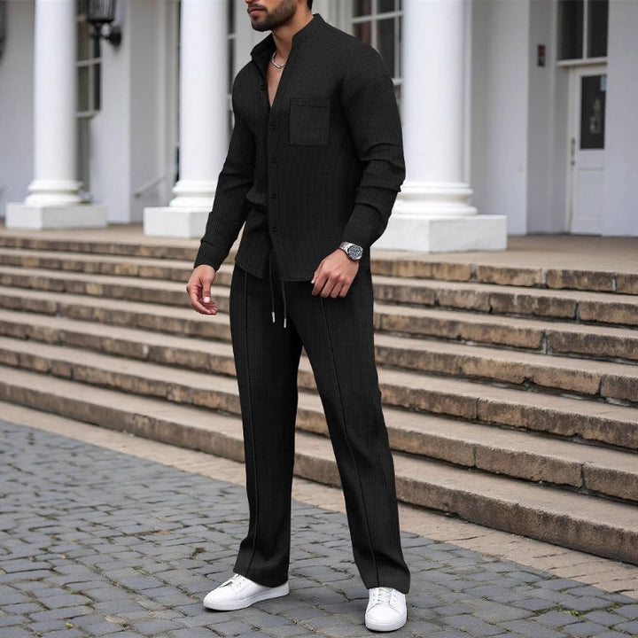 Men's 2-piece waffle set – comfortable to wear, breathable & versatile style