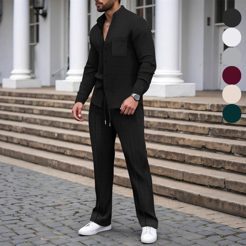 Men's 2-piece waffle set – comfortable to wear, breathable & versatile style