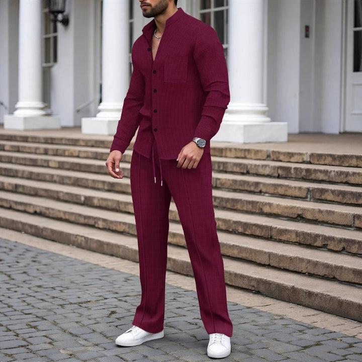 Men's 2-piece waffle set – comfortable to wear, breathable & versatile style