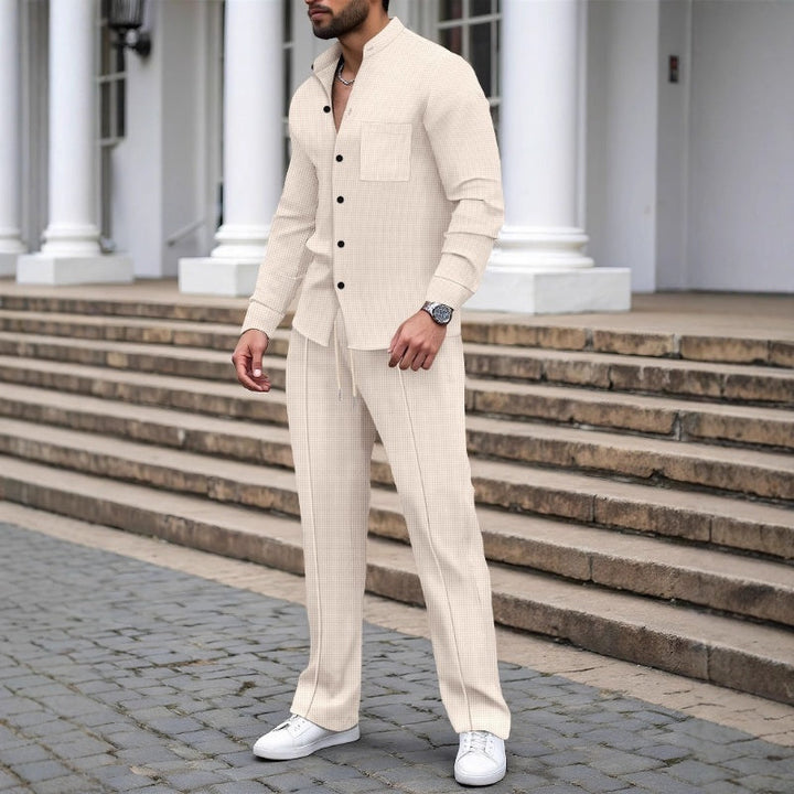 Men's 2-piece waffle set – comfortable to wear, breathable & versatile style