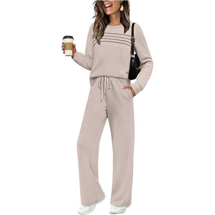 Comfortable Women's Set – Round Neck Top & Drawstring Trousers | Soft, Casual & Wearable Every Day