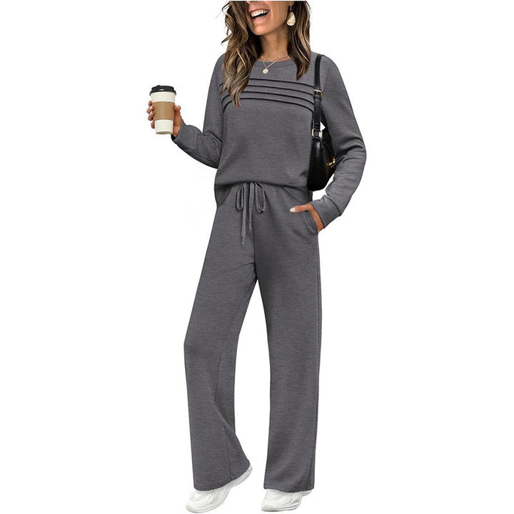 Comfortable Women's Set – Round Neck Top & Drawstring Trousers | Soft, Casual & Wearable Every Day