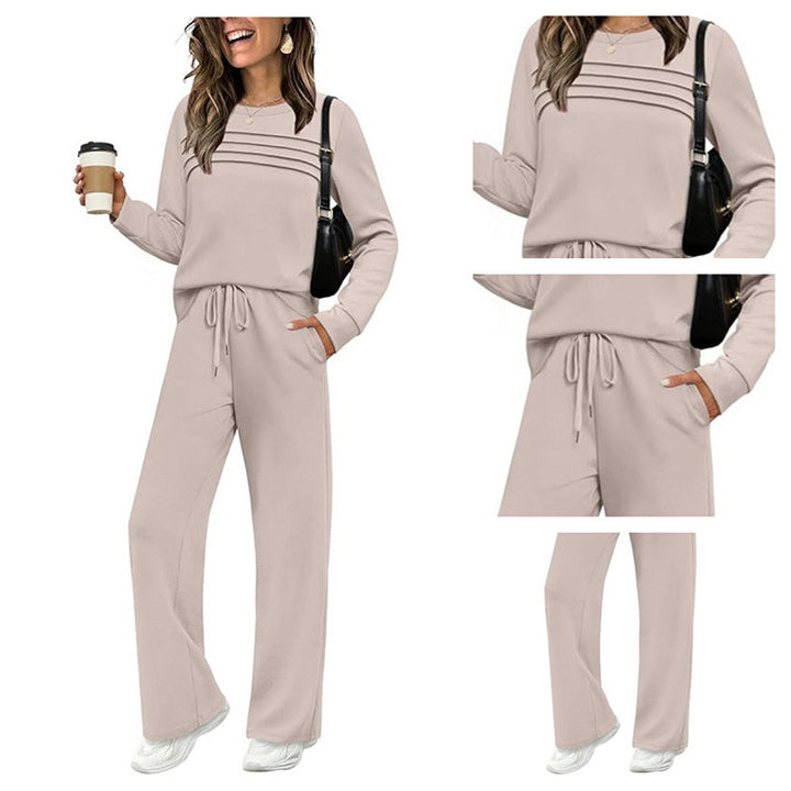 Comfortable Women's Set – Round Neck Top & Drawstring Trousers | Soft, Casual & Wearable Every Day