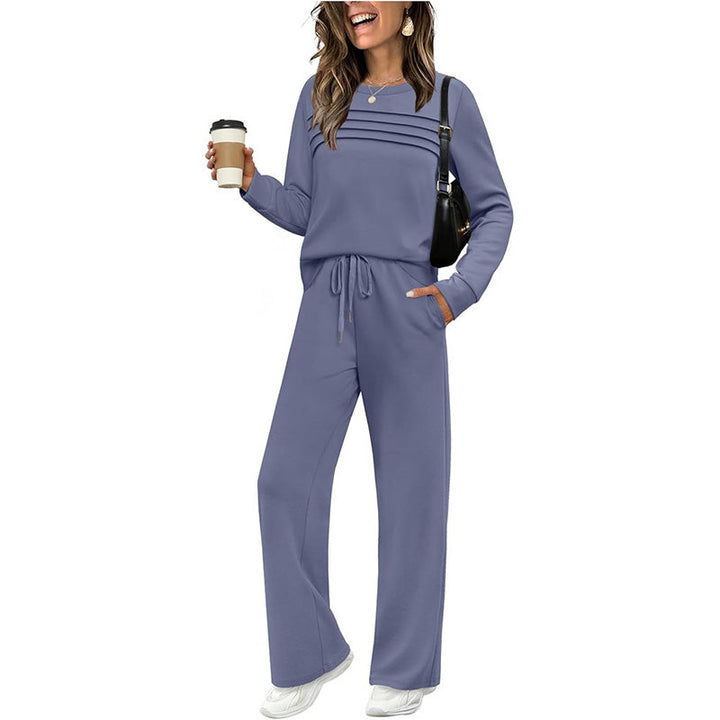 Comfortable Women's Set – Round Neck Top & Drawstring Trousers | Soft, Casual & Wearable Every Day