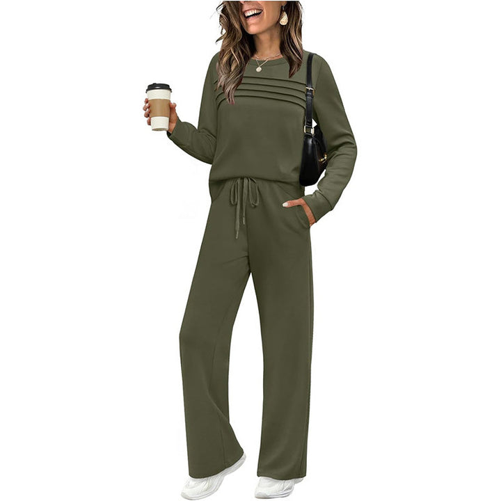 Comfortable Women's Set – Round Neck Top & Drawstring Trousers | Soft, Casual & Wearable Every Day