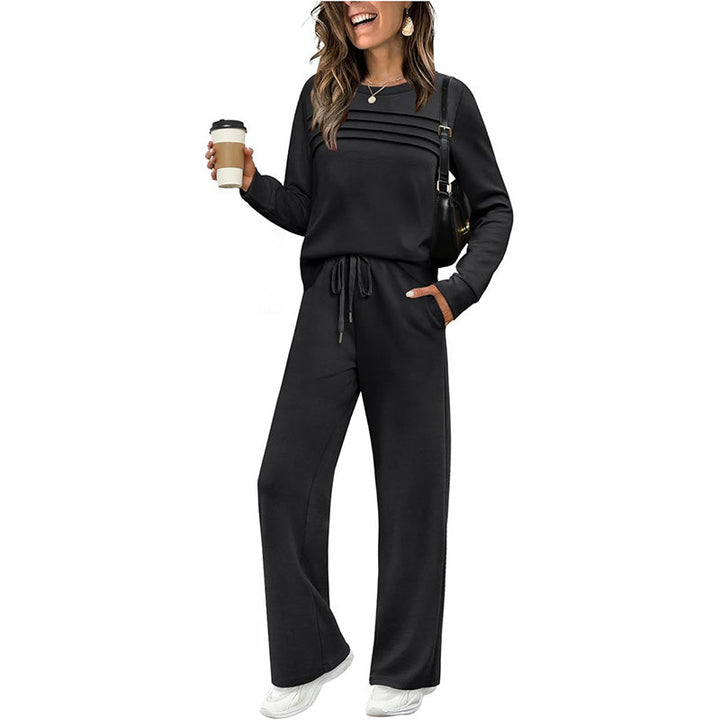 Comfortable Women's Set – Round Neck Top & Drawstring Trousers | Soft, Casual & Wearable Every Day