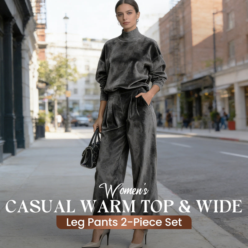 Women's leisure set: warm top & wide trousers, 2 pieces